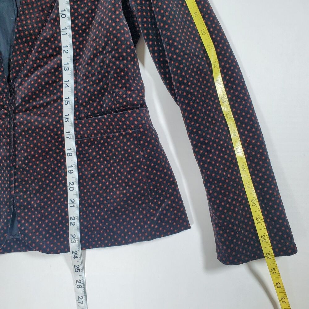 Vintage Chaus Women’s Blazer Size 8 Black Orange Polka Dot Cotton Velvet Pockets - Picture 11 of 11
